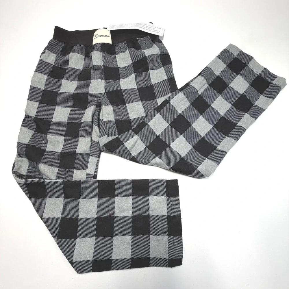 Bronco Buffalo Plaid Pajama Pants Youth 8 Black Gray‎ NWT Lounge Sleepwear